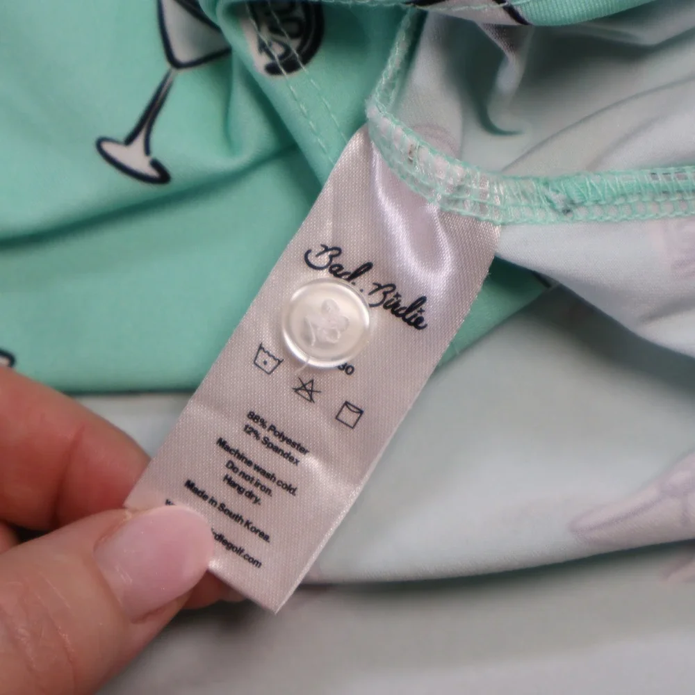 Bad Birdie Five PM Somewhere Golf Polo Mint Green Drinks Martinis Mens 2XL AOP